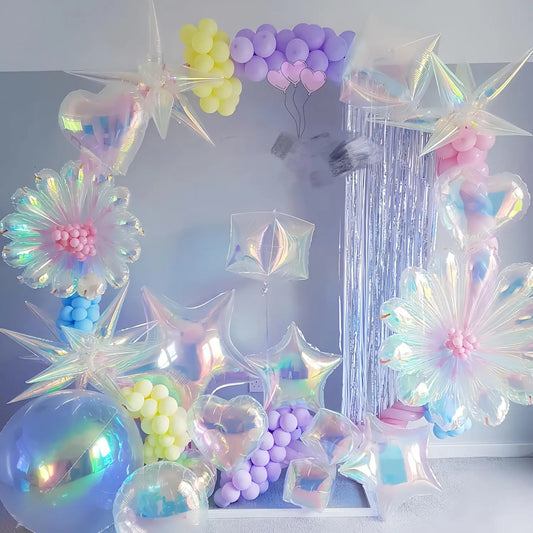 4D Iridescent Color Holographic Balloons for Christmas Birthday Music Party Under The Sea Mermaid Theme Party Supplies