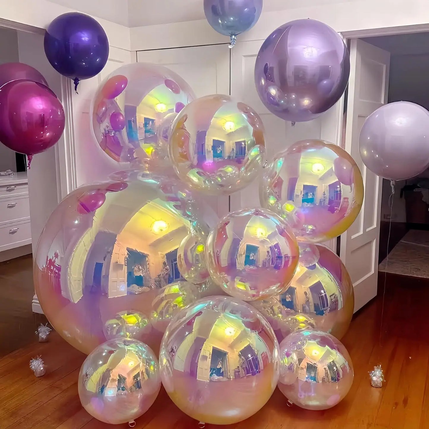 4D Iridescent Color Holographic Balloons for Christmas Birthday Music Party Under The Sea Mermaid Theme Party Supplies