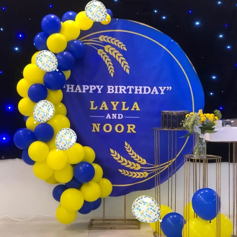 32 10inch Yellow Blue and White Balloons Set Suitable for Birthday Party Weddings Graduation Anniversaries Bachelorette Party