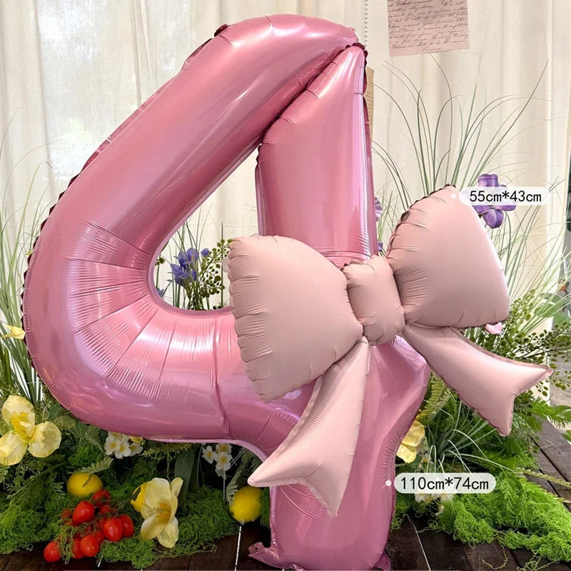 40 Zoll rosafarbene digitale Schleife aus Aluminiumfolienballons für Mädchen, Hochzeit, Geburtstagsparty-Dekoration, Zahlenparty, Fotorequisiten-Zubehör