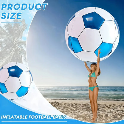1pc Large 4D Blue Soccer Foil Balloon, Giant Round Film Balloon for Birthday Gender Reveal, Pool & Beach Party Decor,Pool ball