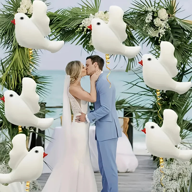 6 white pigeon balloons, wedding party decoration, theme party decoration, can be freely matched.