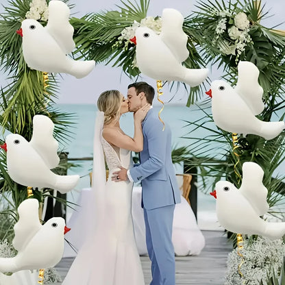 6 white pigeon balloons, wedding party decoration, theme party decoration, can be freely matched.
