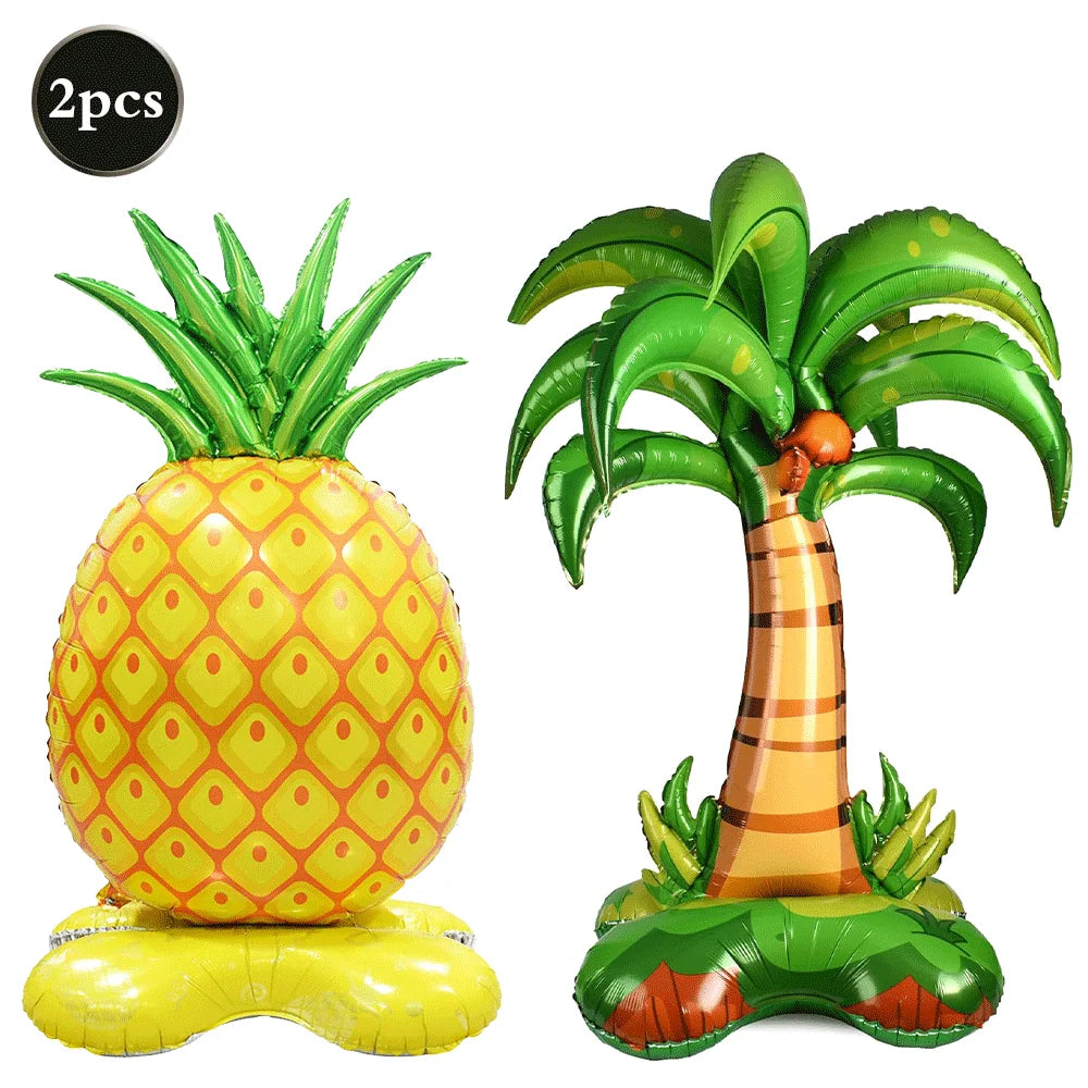 Hawaiian Luau Party Standing Balloons Giant Flamingo Palm Tree Watermelon Foil Balloon Summer Beach Pool Birthday Tropical Decor