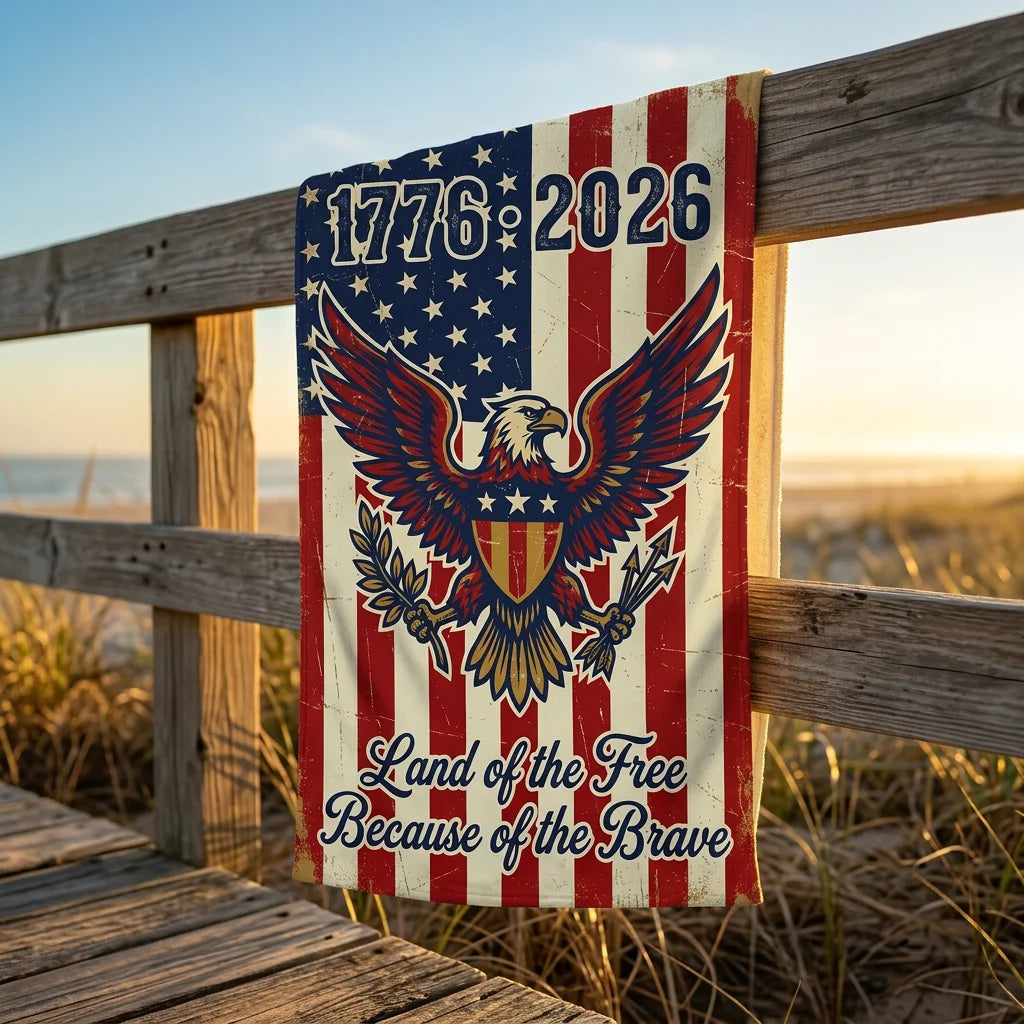 American Eagle Legacy Themed Beach Towel, Suitable For Beach, Swimming Pool, Vacation, Unique Holiday Gift