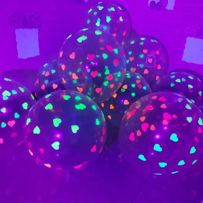 Happy Birthday Neon Glow Ballons, leuchtend im Schwarzlicht, fluoreszierende Ballons für Neon-Geburtstage, 80er 90er Motto-Party-Deko