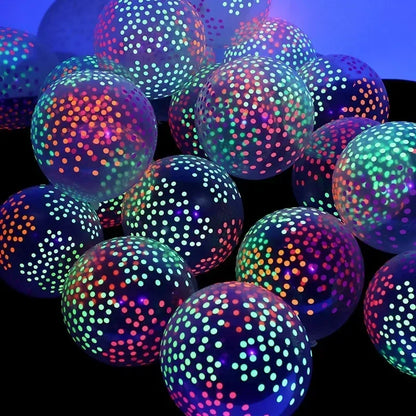 Happy Birthday Neon Glow Ballons, leuchtend im Schwarzlicht, fluoreszierende Ballons für Neon-Geburtstage, 80er 90er Motto-Party-Deko