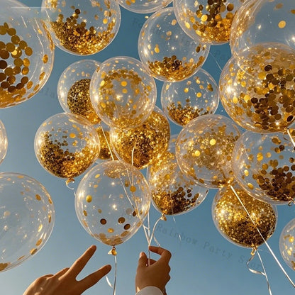 10/30/50/100Pcs 1012 Inch White Golden Balloons Pastel Ballon Golden Confetti Balloons For Birthday Weddings Anniversary Party