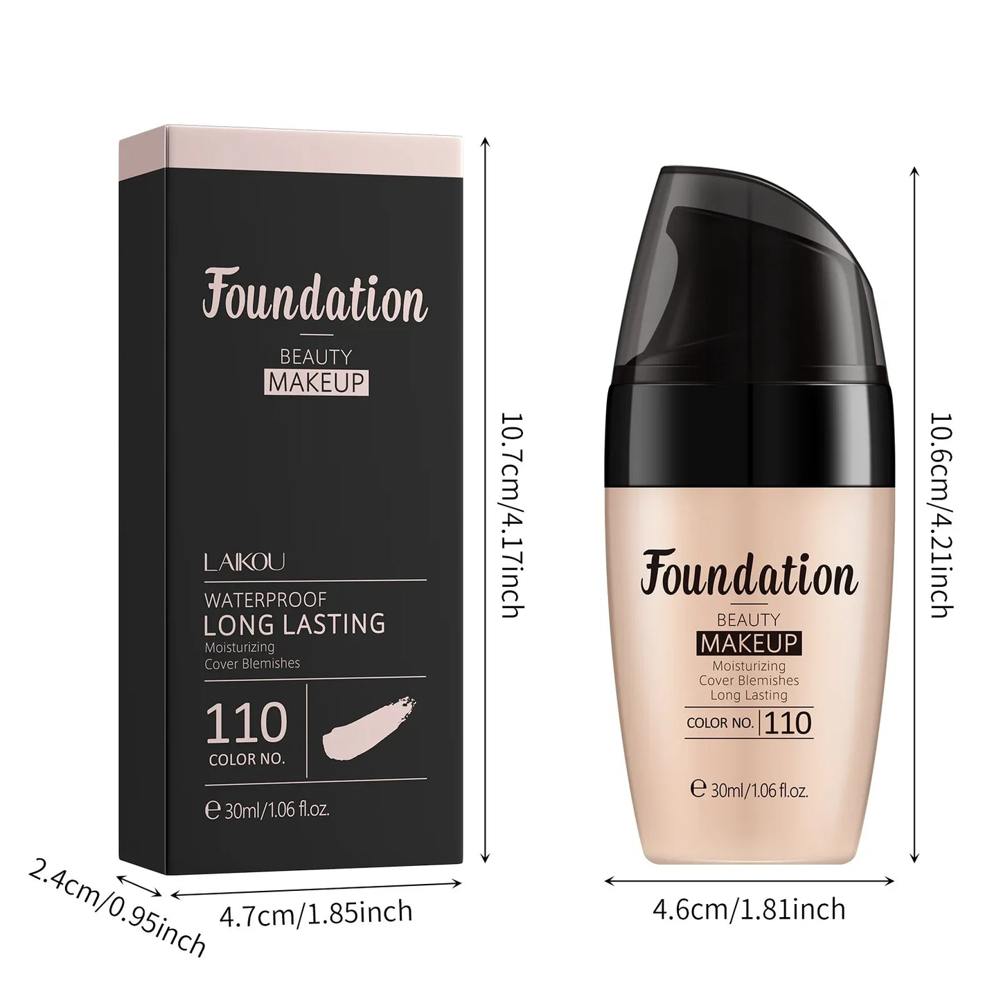 LAIKOU Long-Lasting Liquid Foundation Cream Waterproof Concealer Professional Matte Face Makeup Even Skin Tone Base Cosmetics
