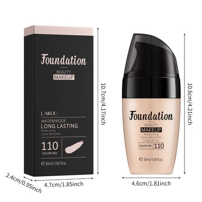 LAIKOU Long-Lasting Liquid Foundation Cream Waterproof Concealer Professional Matte Face Makeup Even Skin Tone Base Cosmetics