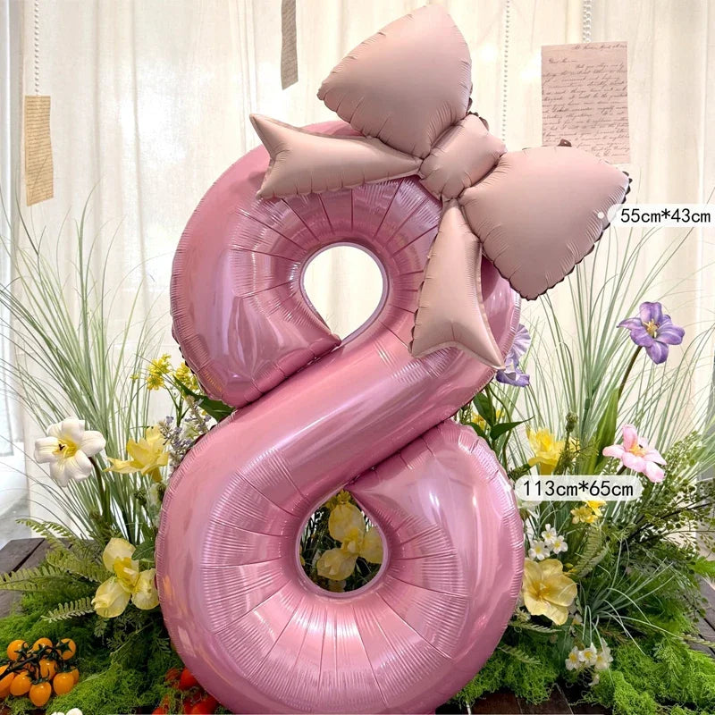 40 Zoll rosafarbene digitale Schleife aus Aluminiumfolienballons für Mädchen, Hochzeit, Geburtstagsparty-Dekoration, Zahlenparty, Fotorequisiten-Zubehör
