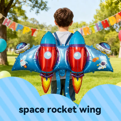 Wearable Rocket Shaped Mylar Balloons Kid Birthday Party Supplie for  Indoor background wall Festival Activities Decoration