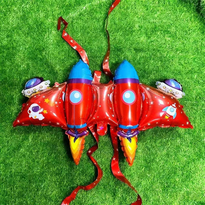 Wearable Rocket Shaped Mylar Balloons Kid Birthday Party Supplie for  Indoor background wall Festival Activities Decoration