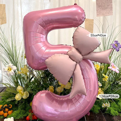 40 Zoll rosafarbene digitale Schleife aus Aluminiumfolienballons für Mädchen, Hochzeit, Geburtstagsparty-Dekoration, Zahlenparty, Fotorequisiten-Zubehör