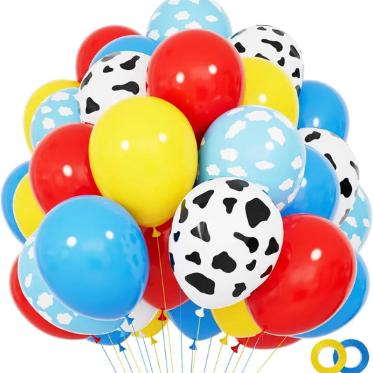 Balloons Set 12Inch Cloud Yellow Red Blue Sky Cow Latex Balloons for Birthday Party Supplies Photo Booth Prop