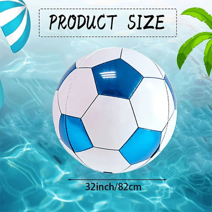 1pc Large 4D Blue Soccer Foil Balloon, Giant Round Film Balloon for Birthday Gender Reveal, Pool & Beach Party Decor,Pool ball