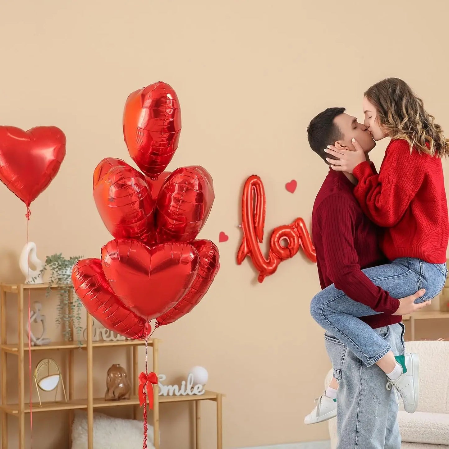 5-30PCS 18 Inches Large Foil Red Heart Shaped Balloons for Valentine's Day Wedding Shower Anniversary Engagement Decoration