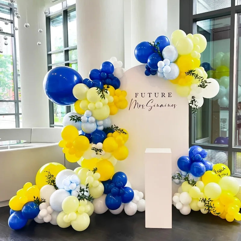 32 10inch Yellow Blue and White Balloons Set Suitable for Birthday Party Weddings Graduation Anniversaries Bachelorette Party