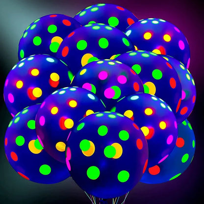 Happy Birthday Neon Glow Ballons, leuchtend im Schwarzlicht, fluoreszierende Ballons für Neon-Geburtstage, 80er 90er Motto-Party-Deko