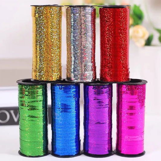 100Yards/Roll Glitter Curling Ribbons Balloon Ribbons Gift Wrap Ribbons for Crafts Christmas Birthday Wedding Party Decoration