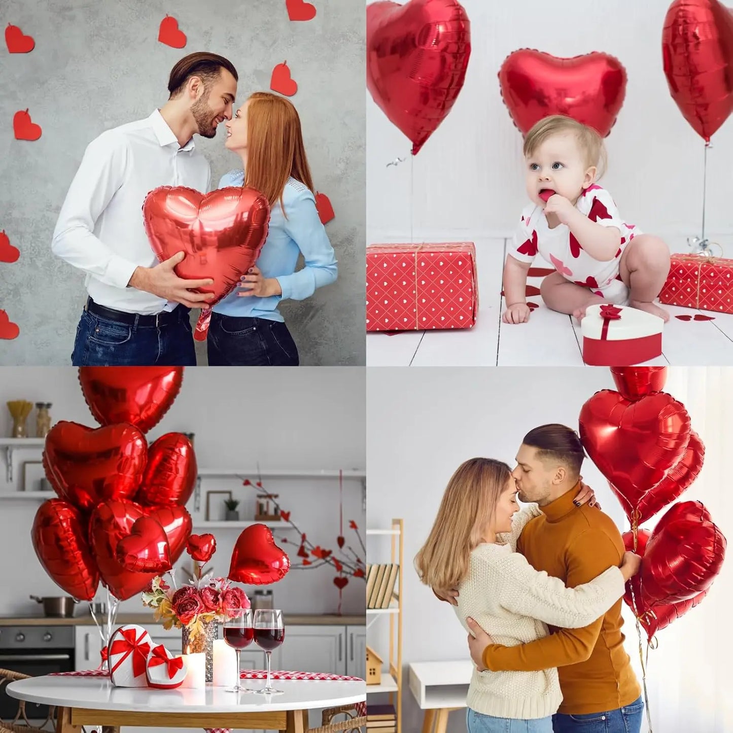 5-30PCS 18 Inches Large Foil Red Heart Shaped Balloons for Valentine's Day Wedding Shower Anniversary Engagement Decoration