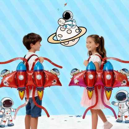 Wearable Rocket Shaped Mylar Balloons Kid Birthday Party Supplie for  Indoor background wall Festival Activities Decoration