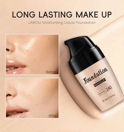 LAIKOU Long-Lasting Liquid Foundation Cream Waterproof Concealer Professional Matte Face Makeup Even Skin Tone Base Cosmetics