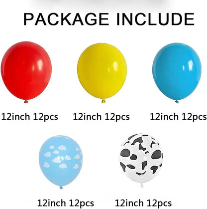 Balloons Set 12Inch Cloud Yellow Red Blue Sky Cow Latex Balloons for Birthday Party Supplies Photo Booth Prop