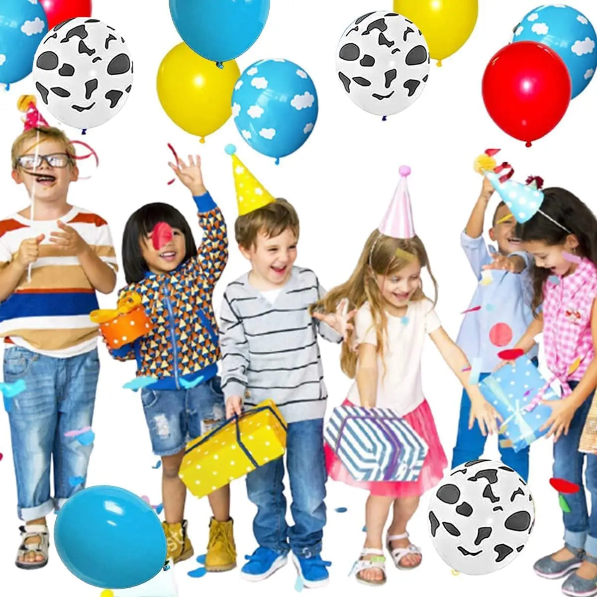 Balloons Set 12Inch Cloud Yellow Red Blue Sky Cow Latex Balloons for Birthday Party Supplies Photo Booth Prop