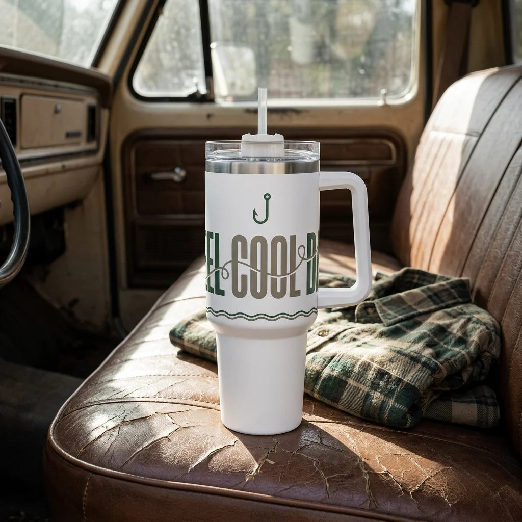 Reel Cool Fishing Dad Thermos Water Cup,  To Keep Water Cold/hot for Indoor or Outdoor Use,ideal Holiday Gift