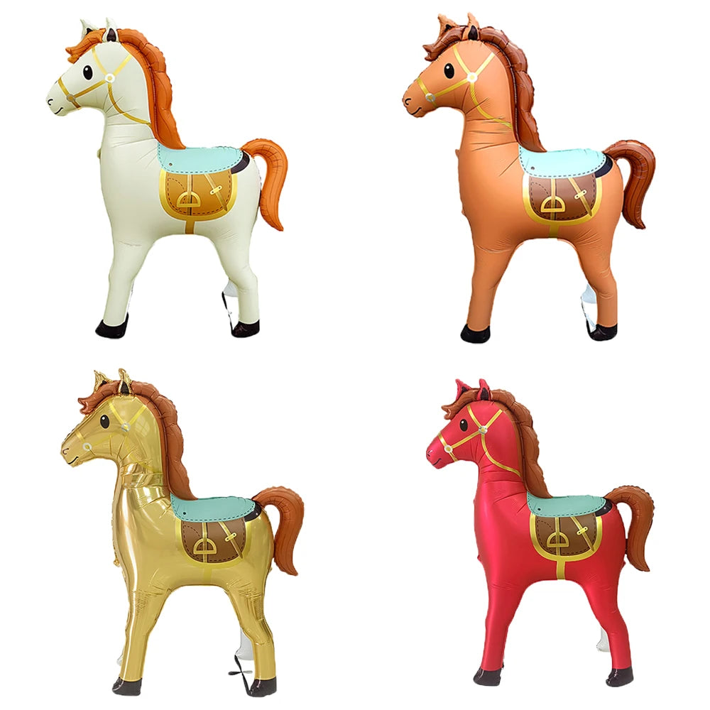 Large Animal Horse-Shaped Foil Balloons Birthday Theme Party Decoration Baby Shower Cowboy Party Air Globos Supplies Kids Toys