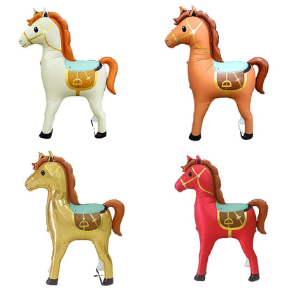 Large Animal Horse-Shaped Foil Balloons Birthday Theme Party Decoration Baby Shower Cowboy Party Air Globos Supplies Kids Toys