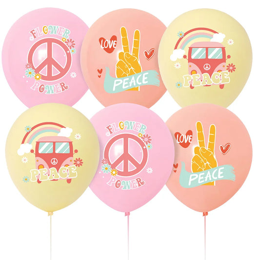 15pcs Hippie Two Groovy Bohemian Rainbow Bus Balloons For Bohemian Themed Kids Birthday Decoration Wedding Party Supplies