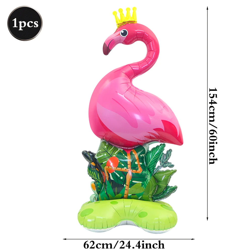 Hawaiian Luau Party Standing Balloons Giant Flamingo Palm Tree Watermelon Foil Balloon Summer Beach Pool Birthday Tropical Decor