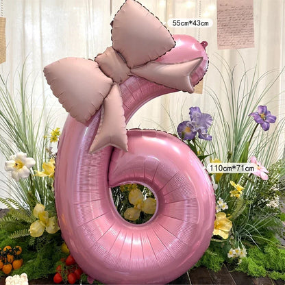 40 Zoll rosafarbene digitale Schleife aus Aluminiumfolienballons für Mädchen, Hochzeit, Geburtstagsparty-Dekoration, Zahlenparty, Fotorequisiten-Zubehör