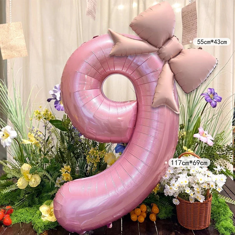 40 Zoll rosafarbene digitale Schleife aus Aluminiumfolienballons für Mädchen, Hochzeit, Geburtstagsparty-Dekoration, Zahlenparty, Fotorequisiten-Zubehör