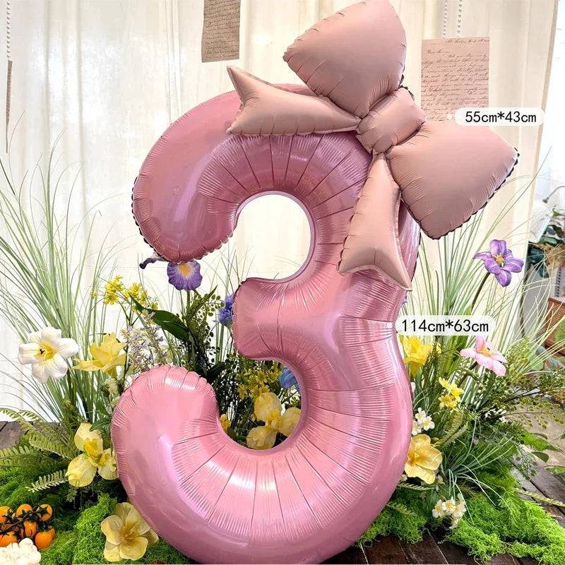 40 Zoll rosafarbene digitale Schleife aus Aluminiumfolienballons für Mädchen, Hochzeit, Geburtstagsparty-Dekoration, Zahlenparty, Fotorequisiten-Zubehör