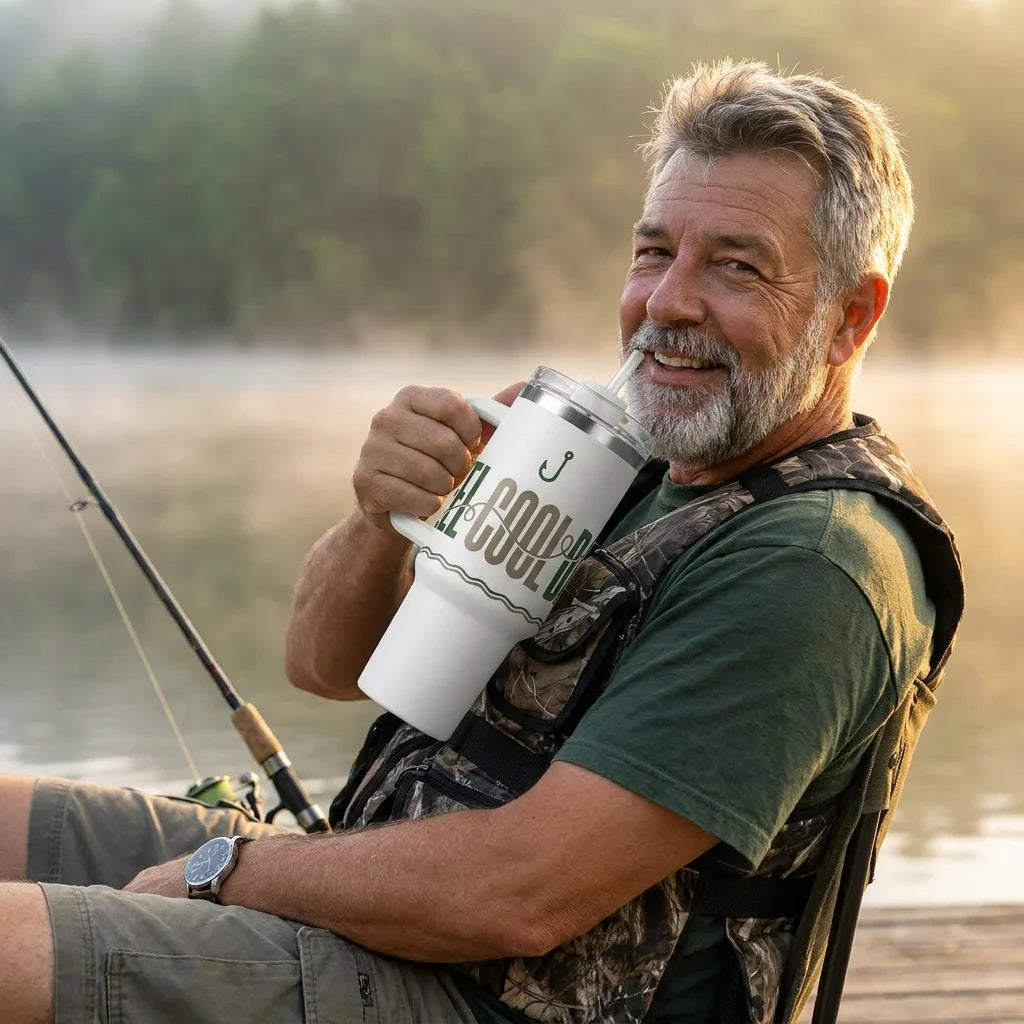 Reel Cool Fishing Dad Thermos Water Cup,  To Keep Water Cold/hot for Indoor or Outdoor Use,ideal Holiday Gift