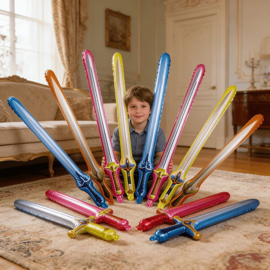 8pcs Creative Sword Shaped Balloons for Boys Assorted Colors Festival Party Playful Photography Props Set