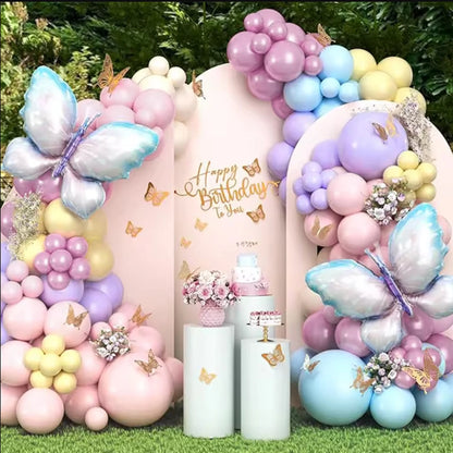 93pcs of pink and purple balloons with butterfly balloons, suitable for decorating weddings, birthdays, parties, and parties