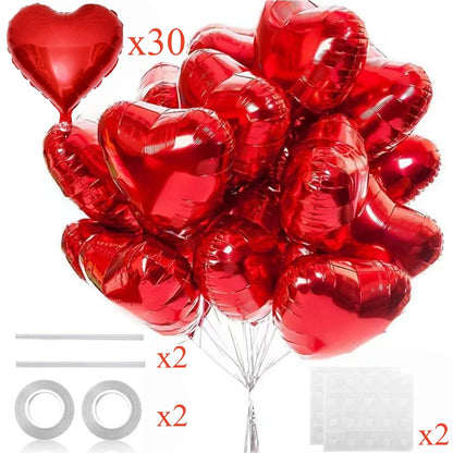 5-30PCS 18 Inches Large Foil Red Heart Shaped Balloons for Valentine's Day Wedding Shower Anniversary Engagement Decoration