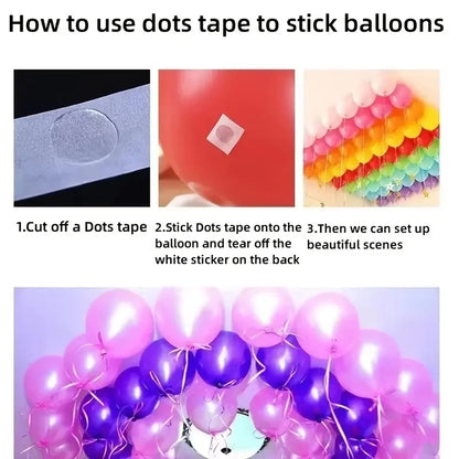 100pcs/roll Points Dots Double Sided for Balloons, Removable Clear Stickers for Christmas Wedding Birthday Party Decoration
