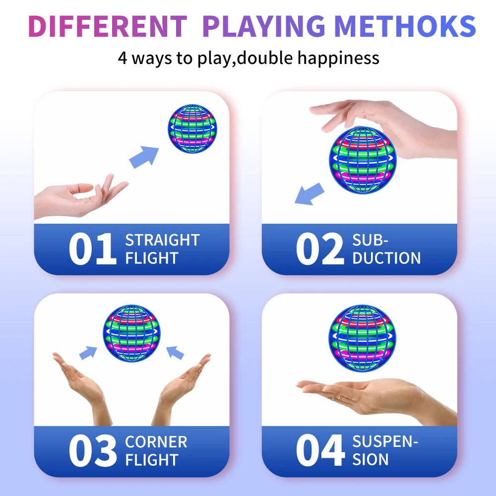 Fliegender Ball, automatischer Kreiselball, LED-blendende Lichter, schwebende Magie, Ventilator, UFO-Flugmaschine, Spielzeug, Geschenk, Spiel, Sportball