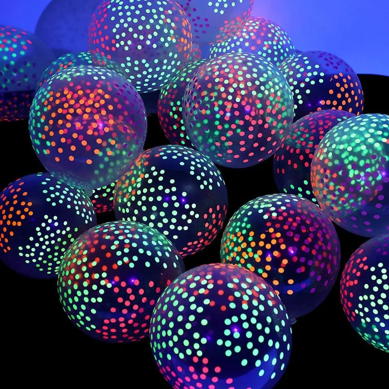 Happy Birthday Neon Glow Ballons, leuchtend im Schwarzlicht, fluoreszierende Ballons für Neon-Geburtstage, 80er 90er Motto-Party-Deko
