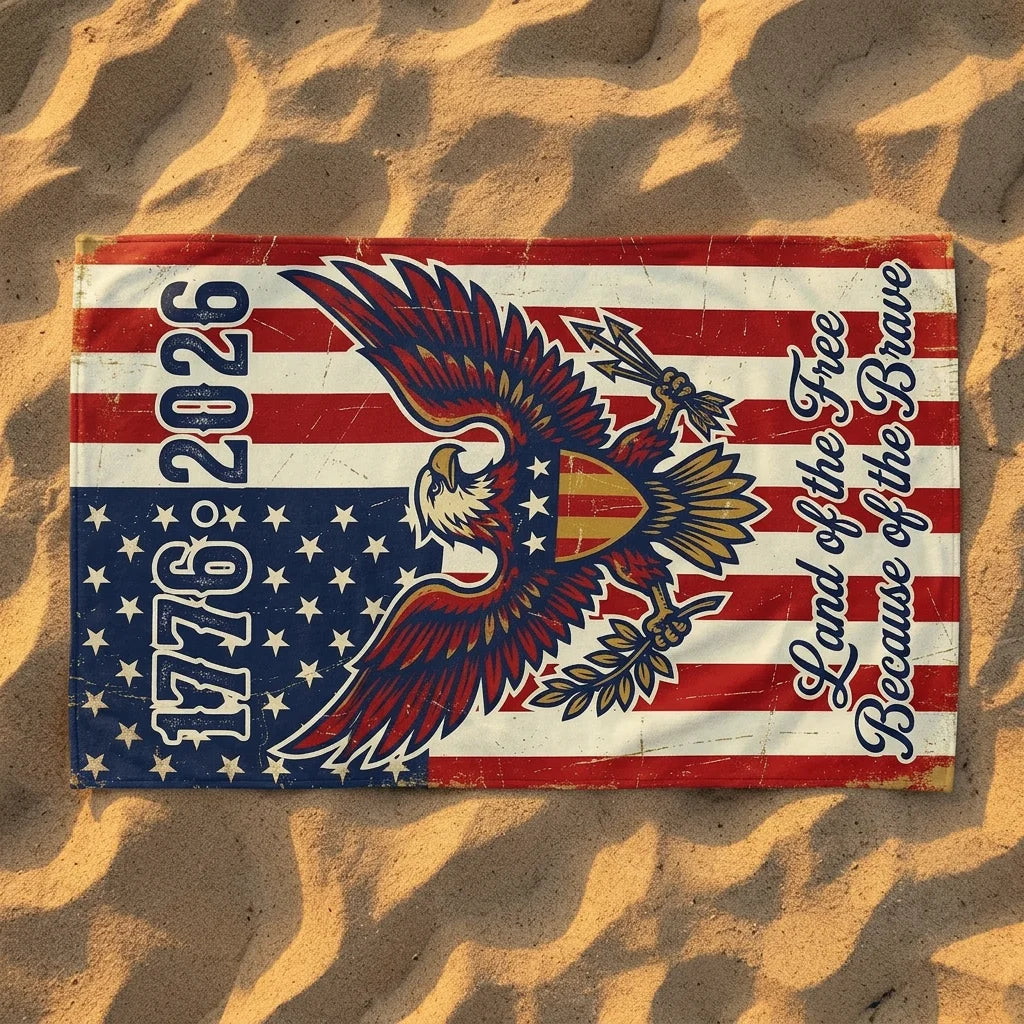 American Eagle Legacy Themed Beach Towel, Suitable For Beach, Swimming Pool, Vacation, Unique Holiday Gift