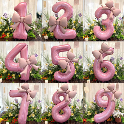 40 Zoll rosafarbene digitale Schleife aus Aluminiumfolienballons für Mädchen, Hochzeit, Geburtstagsparty-Dekoration, Zahlenparty, Fotorequisiten-Zubehör
