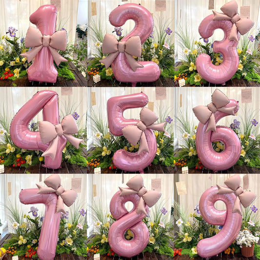 40 Zoll rosafarbene digitale Schleife aus Aluminiumfolienballons für Mädchen, Hochzeit, Geburtstagsparty-Dekoration, Zahlenparty, Fotorequisiten-Zubehör