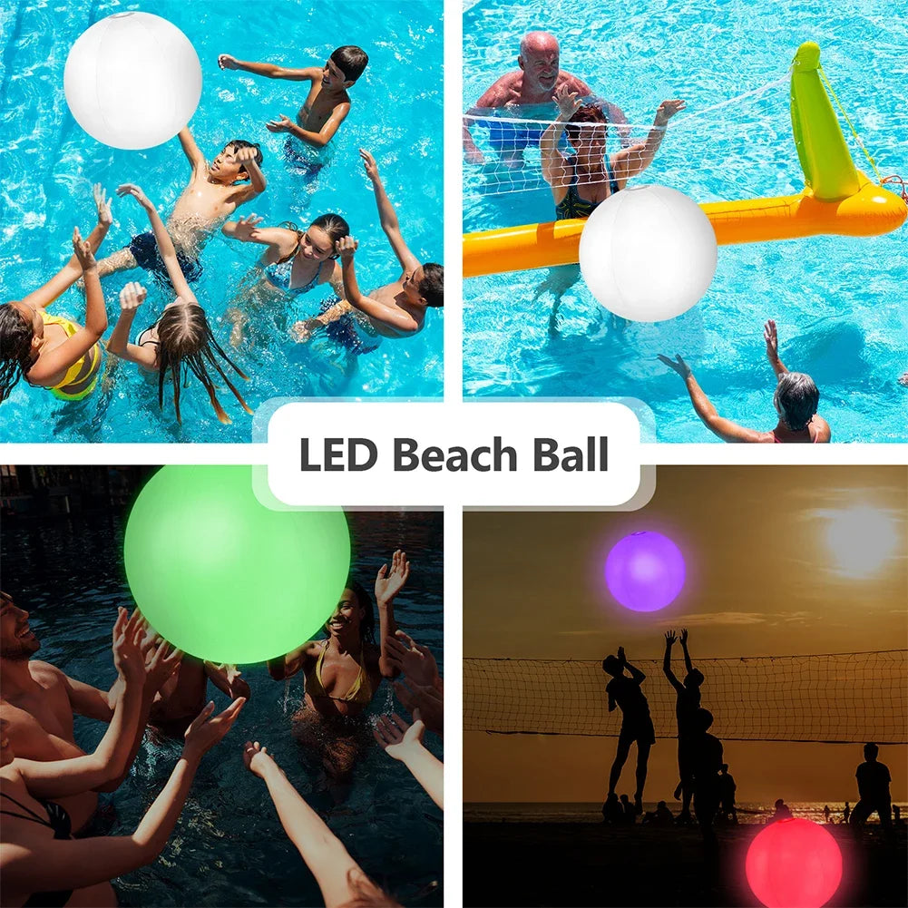 Inflatable Pool Beach Ball 16 Colors LED Glowing Inflatable Beach Balloon 60/90cm Summer Water Game Sports Party Play Ball Light