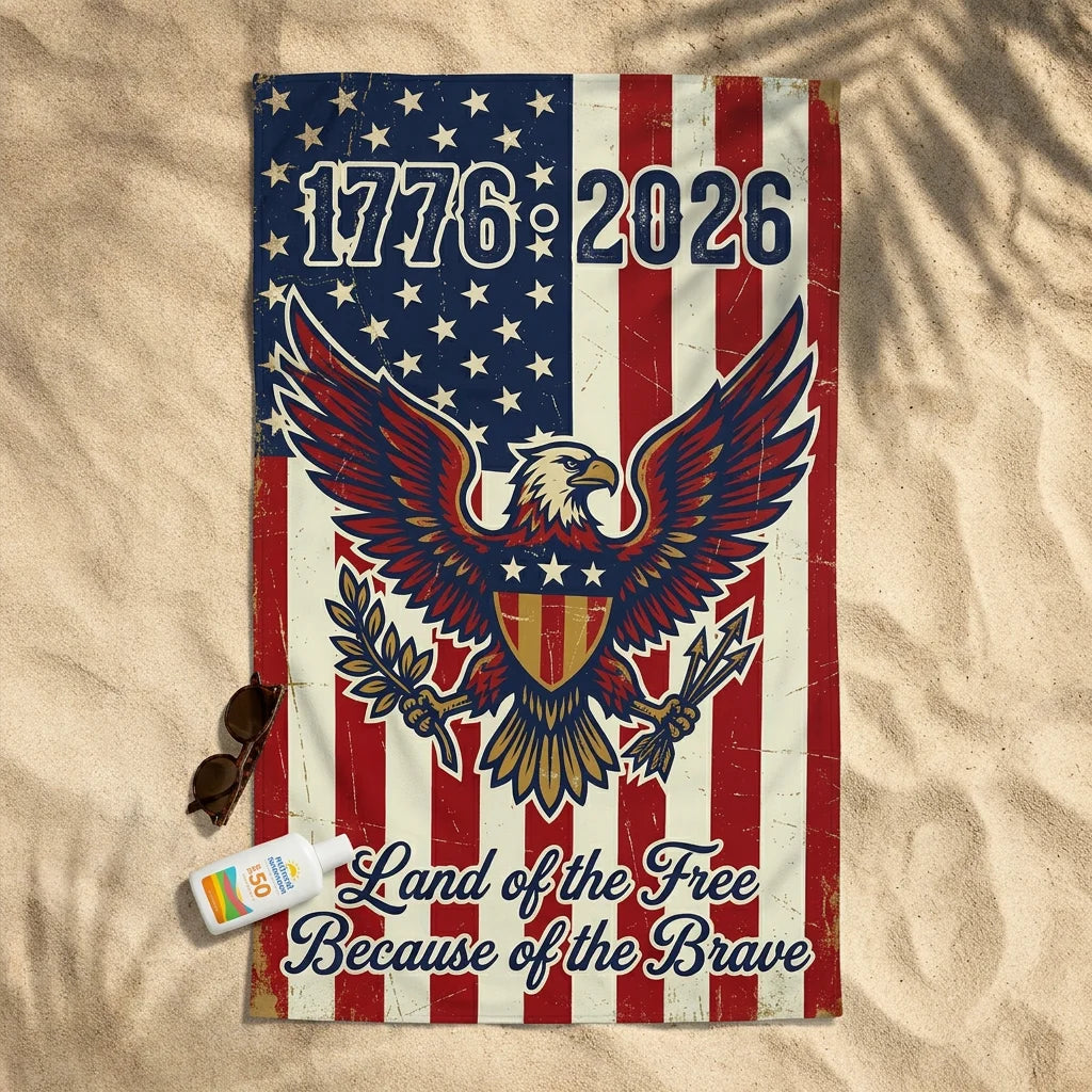 American Eagle Legacy Themed Beach Towel, Suitable For Beach, Swimming Pool, Vacation, Unique Holiday Gift
