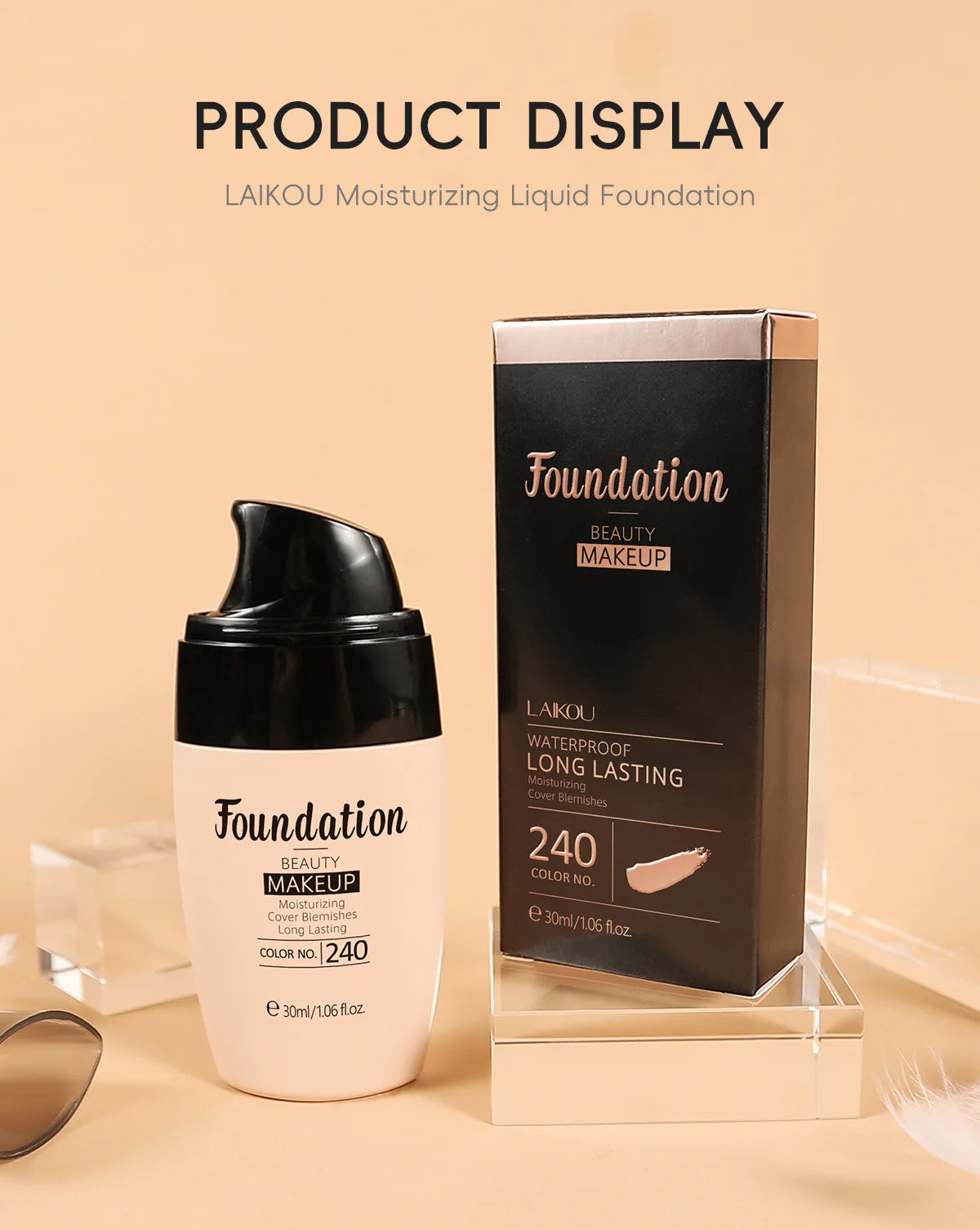 LAIKOU Long-Lasting Liquid Foundation Cream Waterproof Concealer Professional Matte Face Makeup Even Skin Tone Base Cosmetics